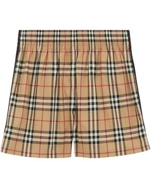 Burberry Baumwollshorts Mit Karomuster - Natur