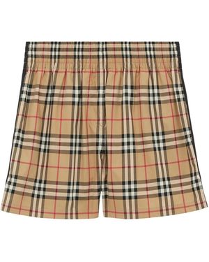 Burberry Check Katoenen Shorts - Naturel