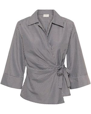 Kaffe Overhemden ,Bruin ,Polyester Kadinah Geruit Overhemd - Grijs