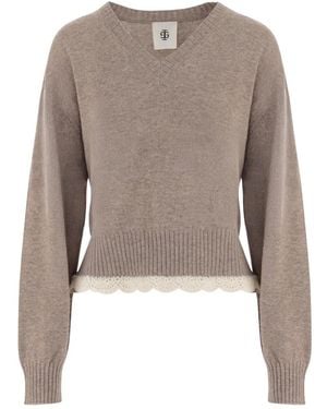 THE GARMENT Como V-Ausschnitt Pullover - Braun