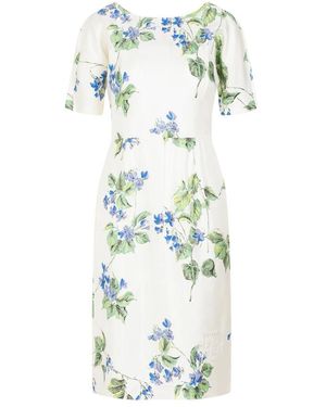 Prada Bloemen Midi Jurk - Blauw