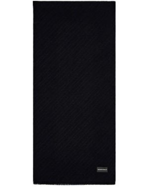 Emporio Armani Schal Mit Diagonalem Webmuster Und Fransen - Schwarz