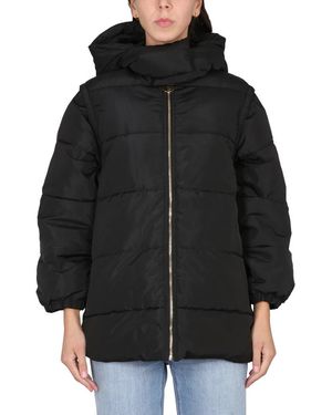 Patou Jassen ,Zwart ,Polyester Parka Met Afneembare Mouwen