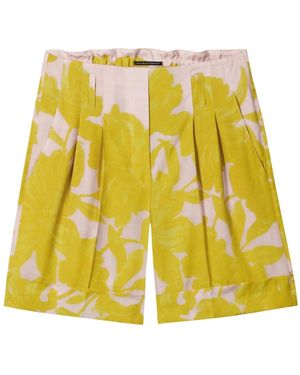 Luisa Cerano Viscose Shorts Met Bloemenprint - Geel
