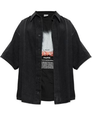 Balenciaga Overhemden ,Zwart ,Denim The Door Denim Hybrid Short-Sleeve Shirt