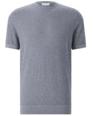 Profuomo Truien & Vesten ,Blauw ,Katoen Rondgebreide Trui - Grijs