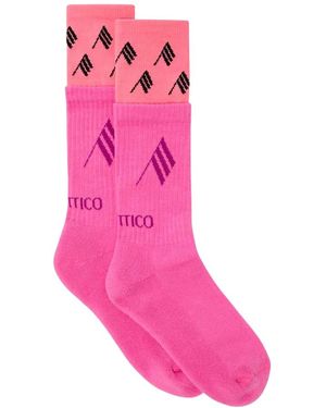 The Attico Dubbele Manchet Logo Sokken - Roze