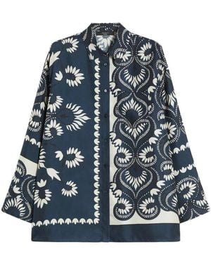 Weekend by Maxmara Silk Patchwork Printed Shirt - Blue