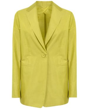 Max Mara Jassen ,Geel ,Silk Shantung V-Neck Blazer