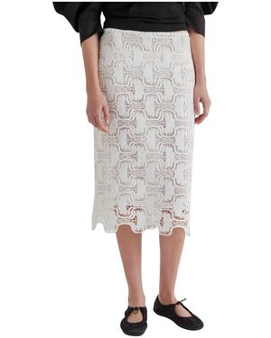 MEIMEIJ Rokken ,Wit ,Polyester Kanten Midi Rok Met Achtersplit - Grijs