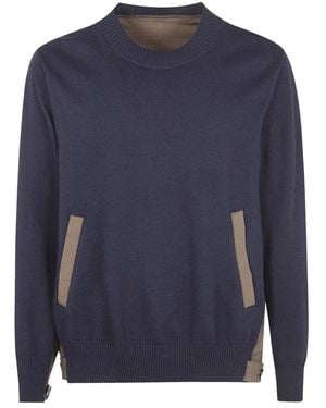 Sacai Round-Neck Knitwear - Bleu