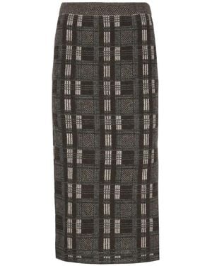 D.exterior Rokken ,Bruin ,Alpaca Blend Check Skirt - Grijs