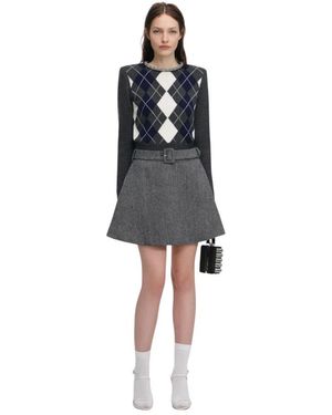 Self-Portrait Argyle Kristal Trim Trui - Zwart