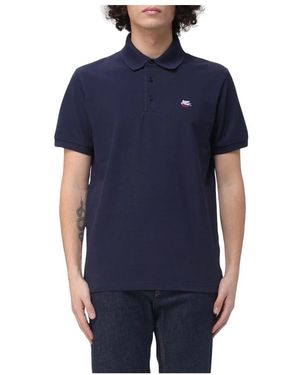 Etro Roma Plain Katoenen Polo - Blauw
