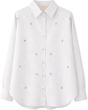 A PAPER KID Geborduurde Katoenen Blouse - Wit