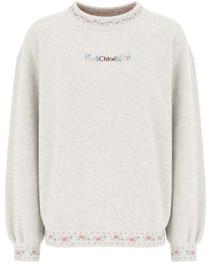 Chloé Rundhals-Strickware - Weiß