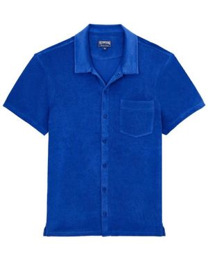 Vilebrequin Solid -Bowling-Hemd Aus Baumwolle - Blau