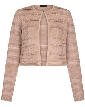 Liu Jo Truien & Vesten ,Roze ,Polyester Openwork Cardigan - Naturel