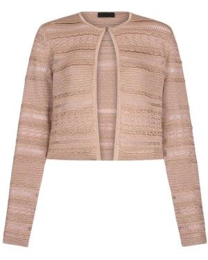 Liu Jo Truien & Vesten ,Roze ,Polyester Openwork Cardigan - Naturel