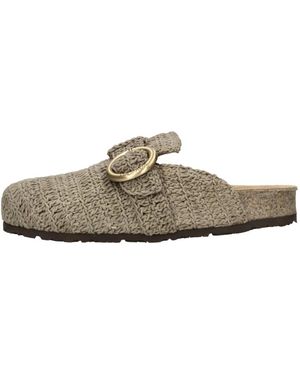Maliparmi Schoenen ,Bruin ,Katoen Sj 0251 Gehaakte Muil - Grijs