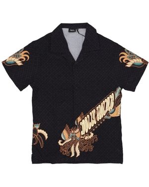 DOLLY NOIRE Batik Bowling Shirt Mit Kurzen Ärmeln - Schwarz