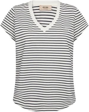 Mos Mosh Kala V Ss Stripe Tee - Wit