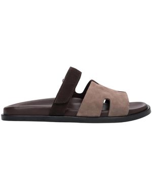 ESTRO Schoenen ,Bruin ,Leer Velours & Leren Slide Sandalen