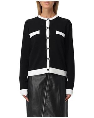 Karl Lagerfeld Gebreid Vest Contrastbies - Zwart