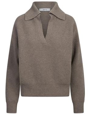 Jucca Gerippte Strickjacke Mit Reißverschluss - Grau