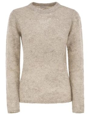 Brunello Cucinelli Pullover Aus Mohair-Wollmischung Mit Pailletten - Natur