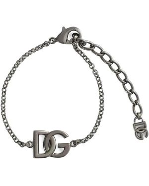 Dolce & Gabbana Accessoires ,Grijs ,Leer Intricate Link Bracelet - Metallic