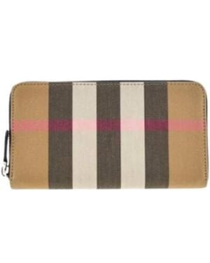 Burberry Karierte Reißverschlussbrieftasche Mit Mehreren Kartenschlitzen - Braun