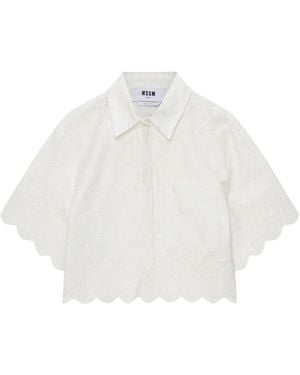 MSGM Overhemden ,Wit ,Cropped Shirt