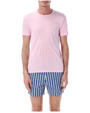 Tom Ford Tops ,Roze ,Katoen T-Shirt Met Ronde Hals - Blauw