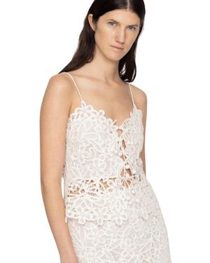 Sea Tops ,Wit ,Katoen Bloemen Kant Tanktop Iyla