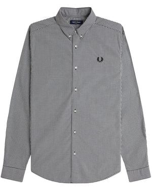 Fred Perry Overhemden ,Veelkleurig ,Katoen Lange Mouwen Vichy Shirt - Grijs