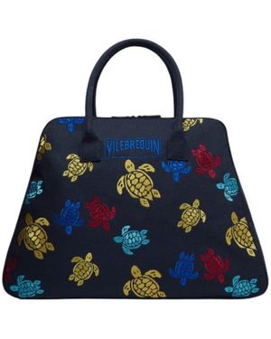 Vilebrequin Canvas-Tasche Mehrfarbige Schildkröten Tanz - Blau