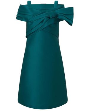 Alberta Ferretti Kleedjes ,Blauw ,Polyester Elegant Kort Jurkje Met Strik - Groen