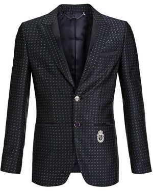 Billionaire Jassen ,Zwart ,Leer Blazer Slim Fit Ray - Blauw