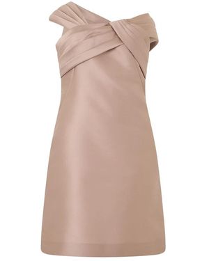 Alberta Ferretti Kleedjes ,Roze ,Polyester Asymmetrische Korte Jurk - Bruin