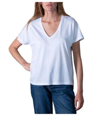 ANONYM APPAREL Tops ,Wit ,Katoen Esmée V-Neck T-Shirt - Blauw