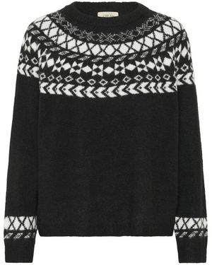 Cream Round-Neck Knitwear - Negro