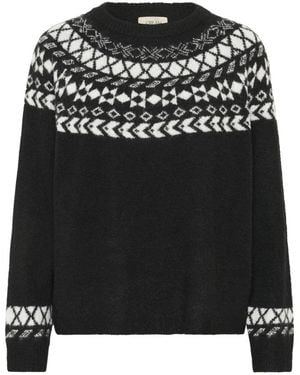 Cream Round-Neck Knitwear - Negro
