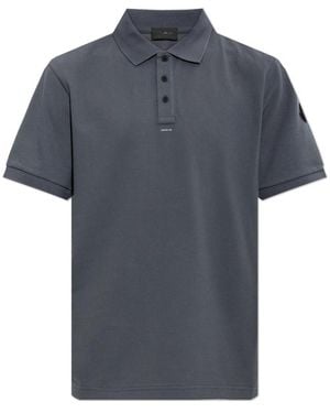 Moncler Tops ,Grijs ,Katoen Polo Met Logo - Blauw