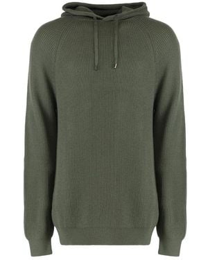 Moorer Gerippter Gestrickter Woll-Hoodie - Grün