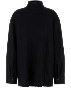 Jil Sander Wollmischung Rollkragenbluse - Schwarz