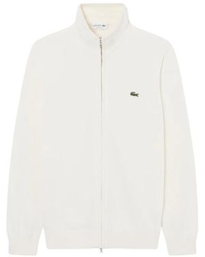 Lacoste Pullover Mit Reißverschluss Und Hohem Kragen - Weiß
