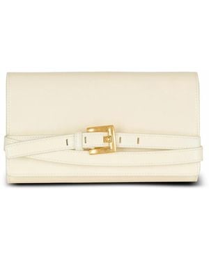 Balmain Tassen ,Leer Kreukelig Leren Portemonnee Met Shuffle-Ketting - Naturel