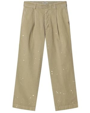 AURALEE Garment-Dyed Finx Light Chino One-Tuck Wide Pants - Naturel