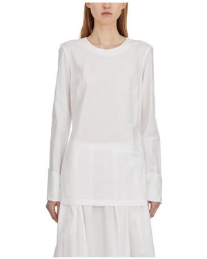 Thelatest Overhemden ,Wit ,Katoen Crewneck Blouse